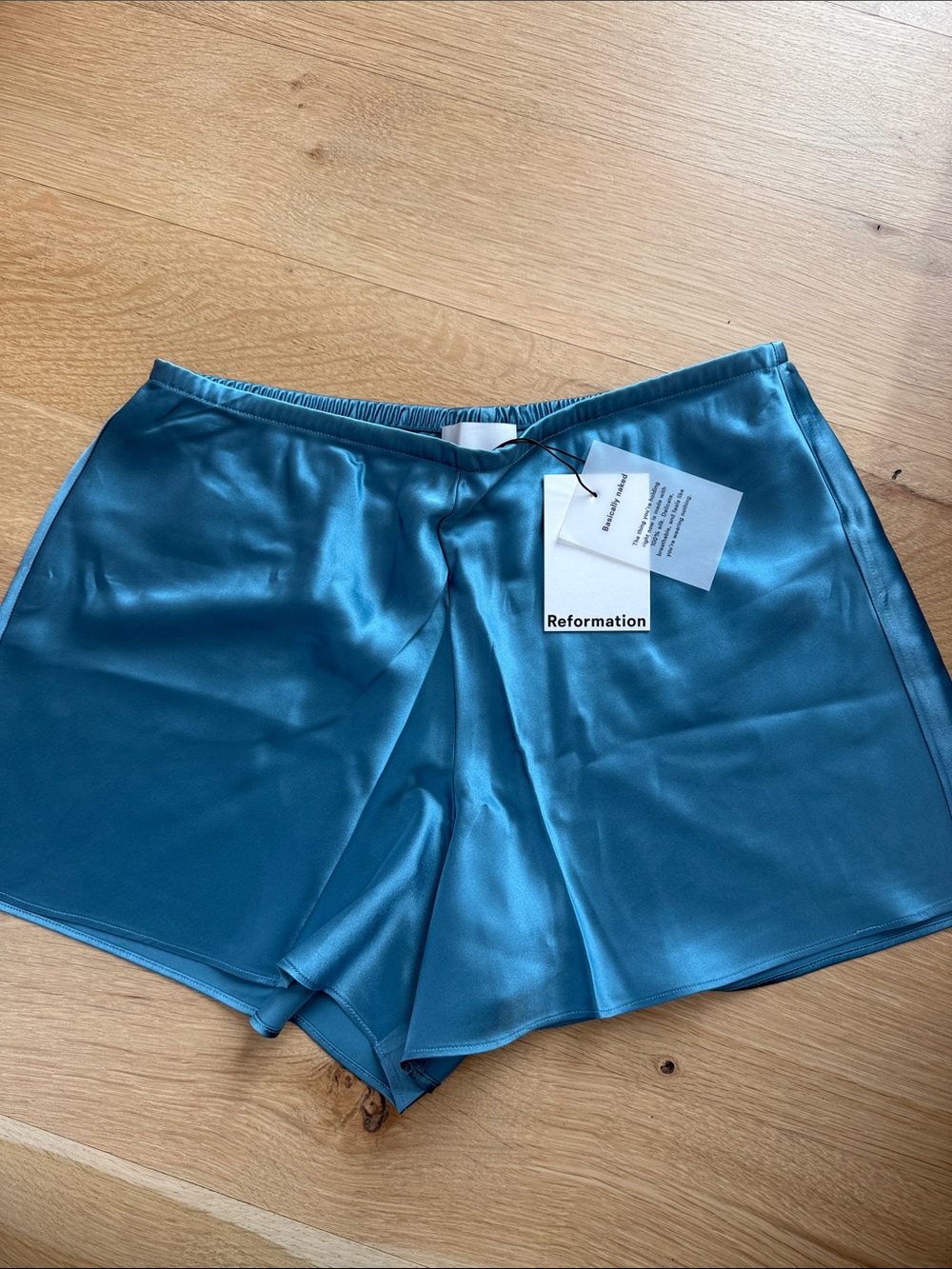 Reformation Teal Satin-Look Women's Skort